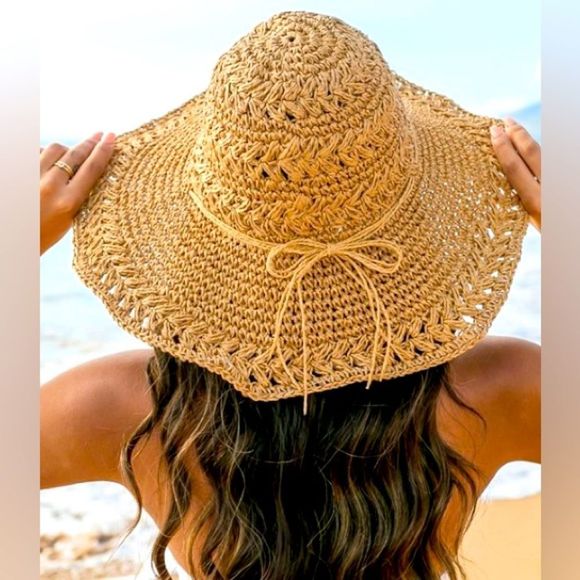 No Brand Accessories - Khaki Woven Straw Sunhat
